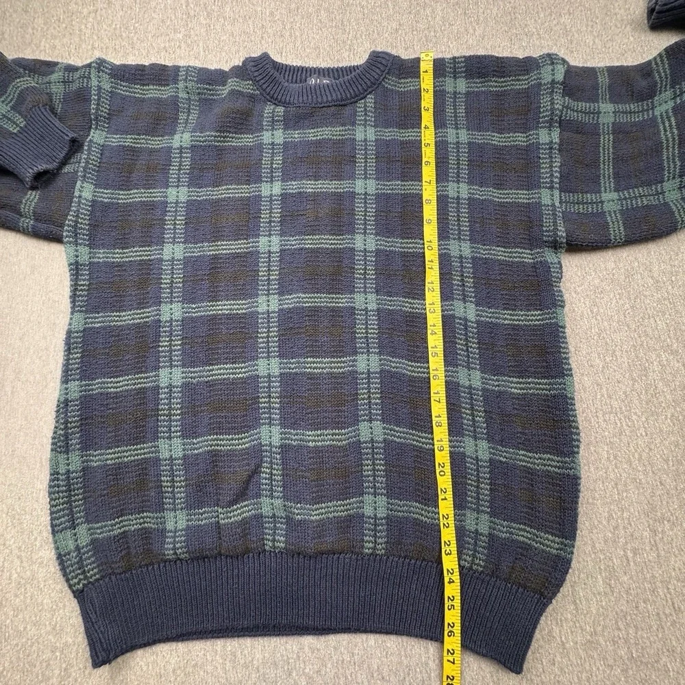 Old Glory Sweater Green Blue Mens Sz L Heavy Cotton Made in USA Vtg Knit Grandpa